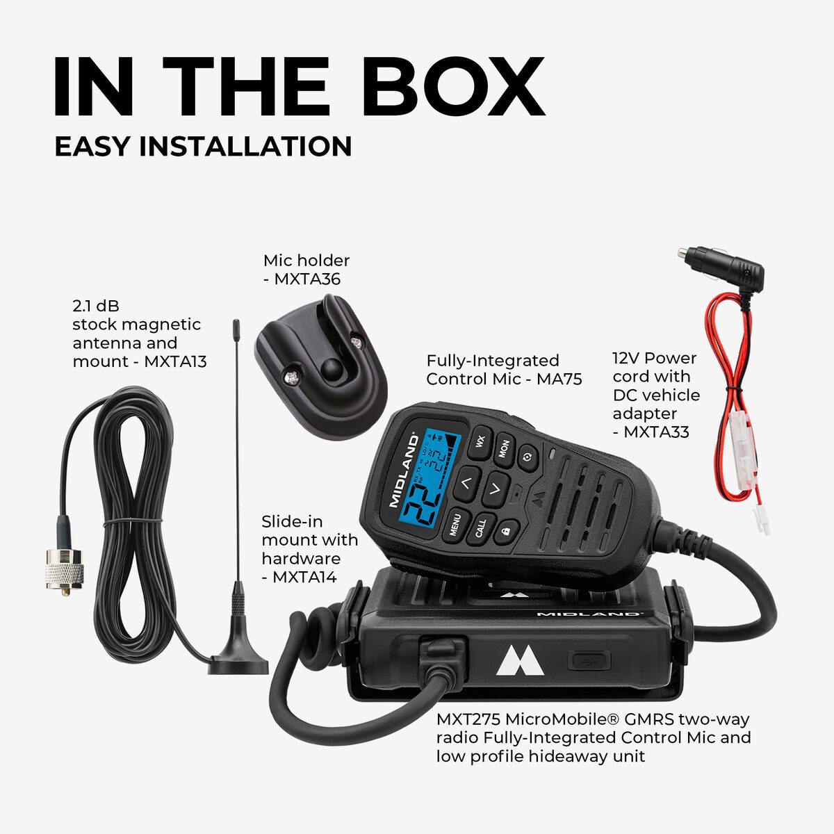 Midland MXT275 MicroMobile GMRS Radio thumbnail 3