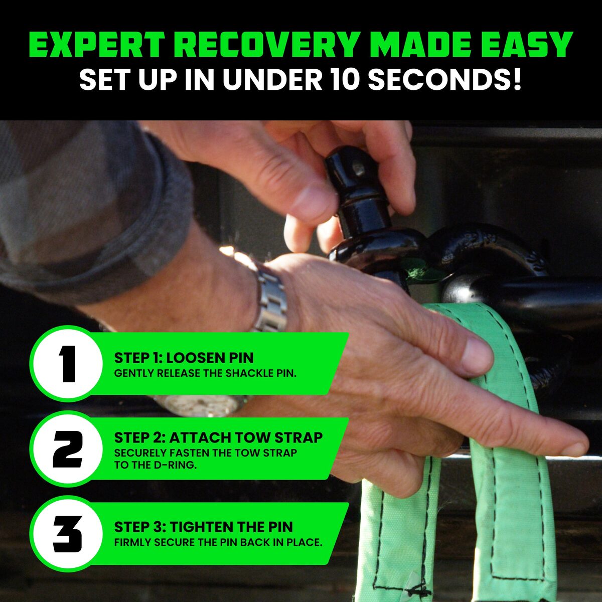 Rhino USA Recovery Tow Strap Kit thumbnail 3