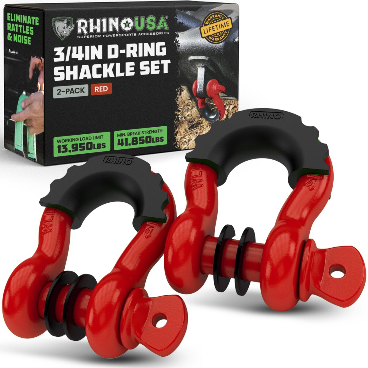 Rhino USA 3/4in D-Ring Shackle Set